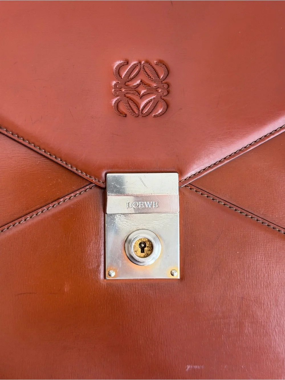 Authentic Loewe Anagram Day Promatico Business Bag Leather Briefcase